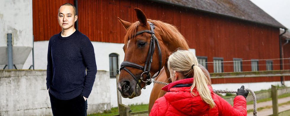 Patrik Lundberg med en riktig hästtjej och hennes hingst: Anna Svanberg och Hermes. Foto: Aftonbladet / Kim C Lundin