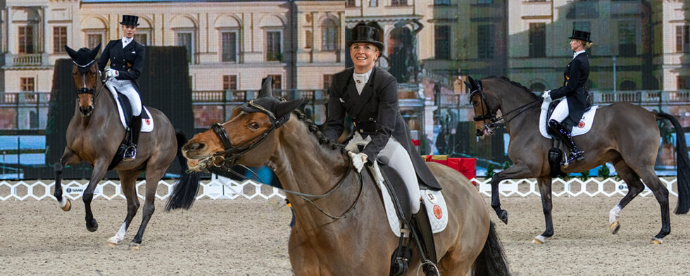 Jessica von Bredow-Werndl med Zaire-E vid tävlingarna i Stockholm 2019. Foto: Kim C Lundin